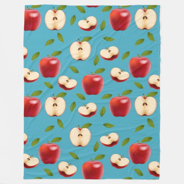 Red Apple Pattern Fleece Blanket (Front)