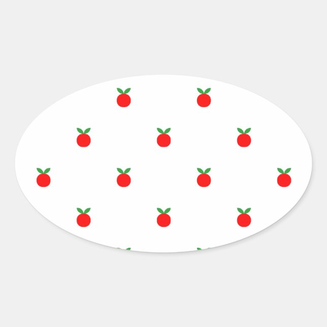 Red apple pattern oval sticker (Front)
