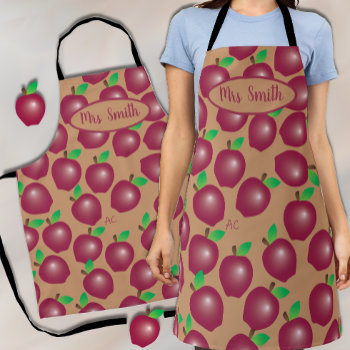 Red Apple Pattern Teacher All-over Print Apron by ArianeC at Zazzle