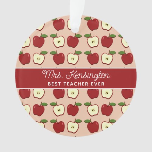 Red Apple Pattern Teacher Appreciation Photo Ornament