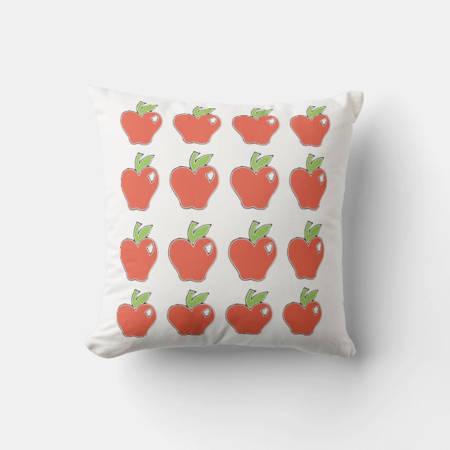 Red Apple Pattern Throw Pillow (Front)