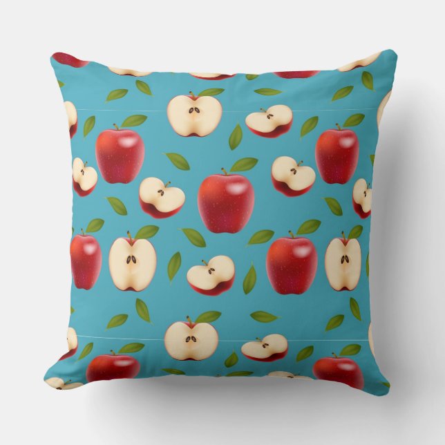 Red Apple Pattern Throw Pillow (Front)