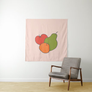 Red Apple Pear and Orange Fruit Art Home Decor Tapestry