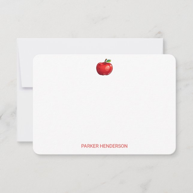 Red Apple Personalized Kids Stationery Thank You Card (Front)