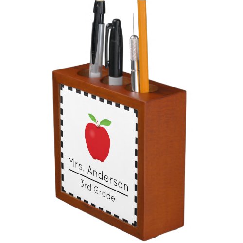 Red Apple Personalized Teacher Desk Organizer
