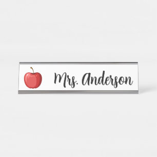 Red Apple Personalized Teacher Name Plate  