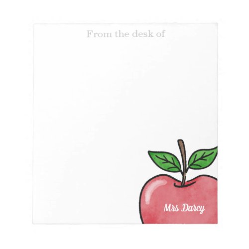 Red Apple Personalized Teacher Notepads