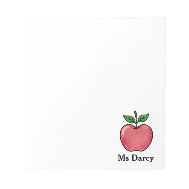 Red Apple Personalized Teacher Notepads (Front)