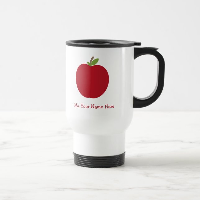 Red Apple Personalized Teacher Travel Mug (Right)