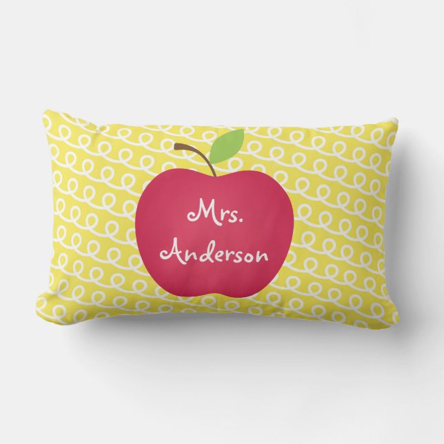 Red Apple Personalized Teacher's Lumbar Pillow (Front)