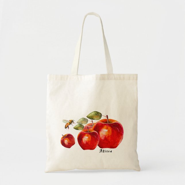 Red Apple Personalized Tote Bag (Front)
