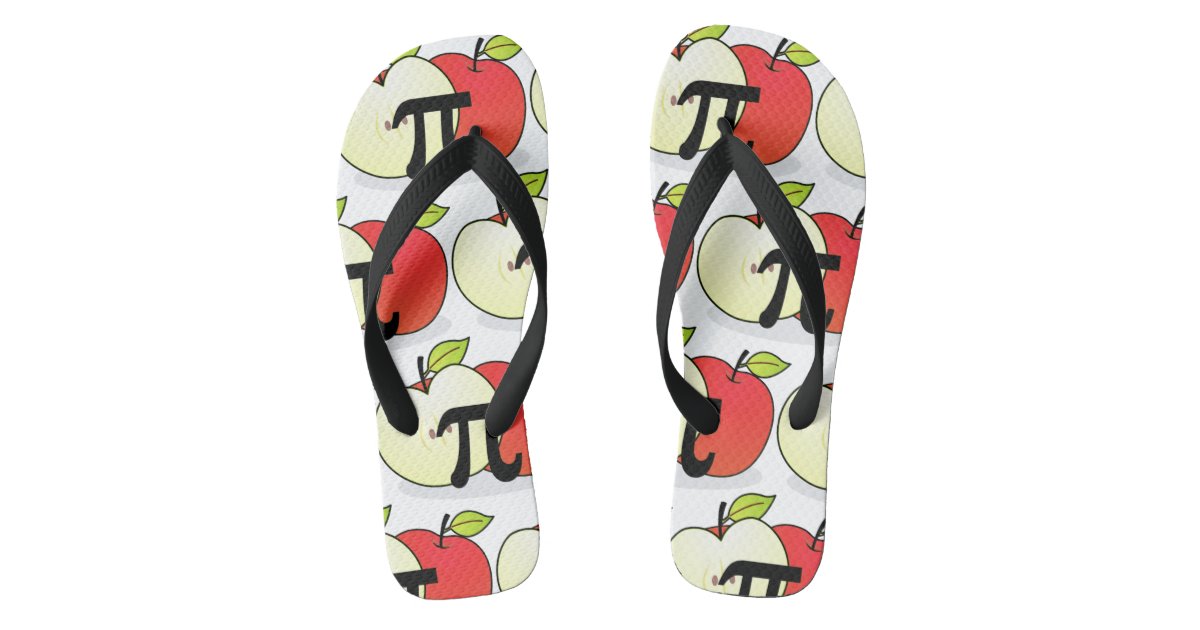 Red Apple Pi Flip Flops | Zazzle
