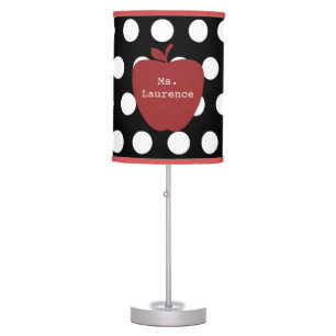 Red Apple & Polka Dot Teacher Table Lamp