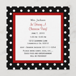 Red Apple & Polka Dots Invitation