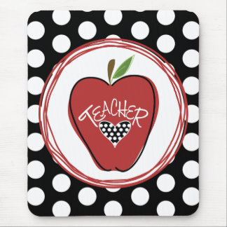 Red Apple & Polka Dots Teacher Mousepad