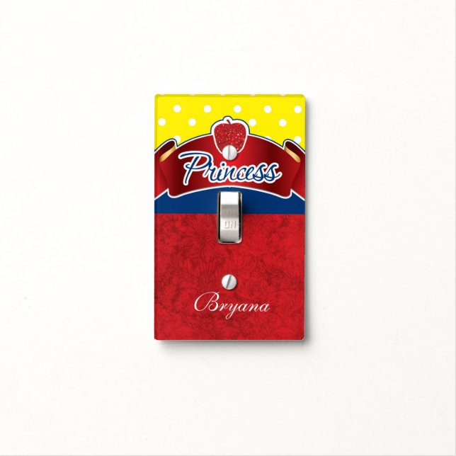 Red Apple Princess Bedroom Light Switch Cover (In Situ)