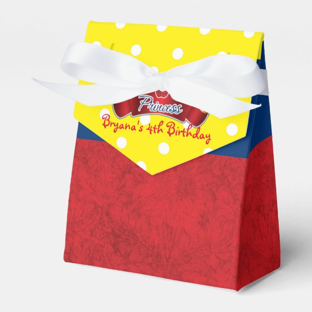 Red Apple Princess Birthday Party Favor Boxes (Front Side)