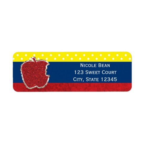 Red Apple Princess Party Invitation Address Labels