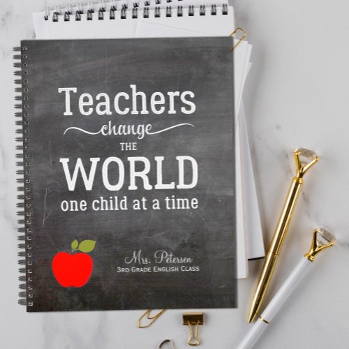 Red apple quote and your text chalkboard teacher planner