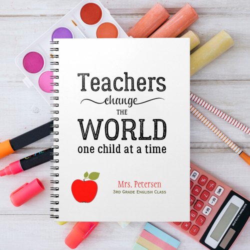 Red apple quote and your text teacher notebook