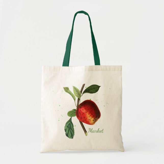 Red Apple Reusable Tote Bag (Front)