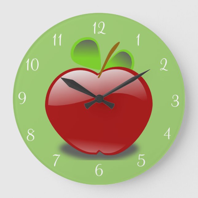 Red Apple Round Wall Clock (Front)