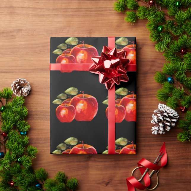 Red Apple’s Black  Wrapping Paper (Holiday Gift)