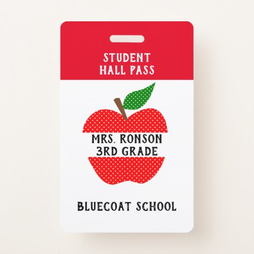 Red Apple School teacher or student pass Badge