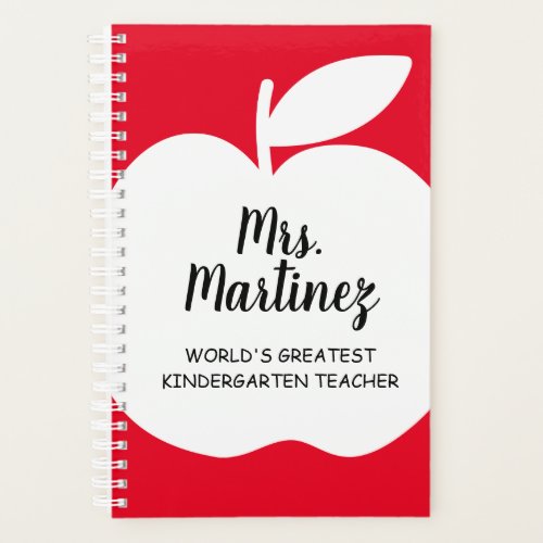 Red apple silhouette greatest kindergarten teacher planner