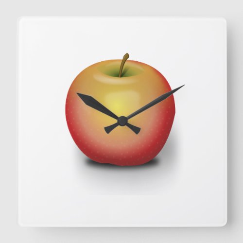 Red apple square wall clock