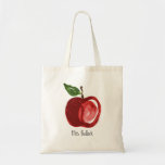 Red Apple Teacher Add Name Tote Bag