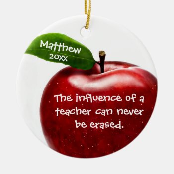 Red Apple Teacher Appreciation Gift Ceramic Ornament by NotionsbyNique at Zazzle