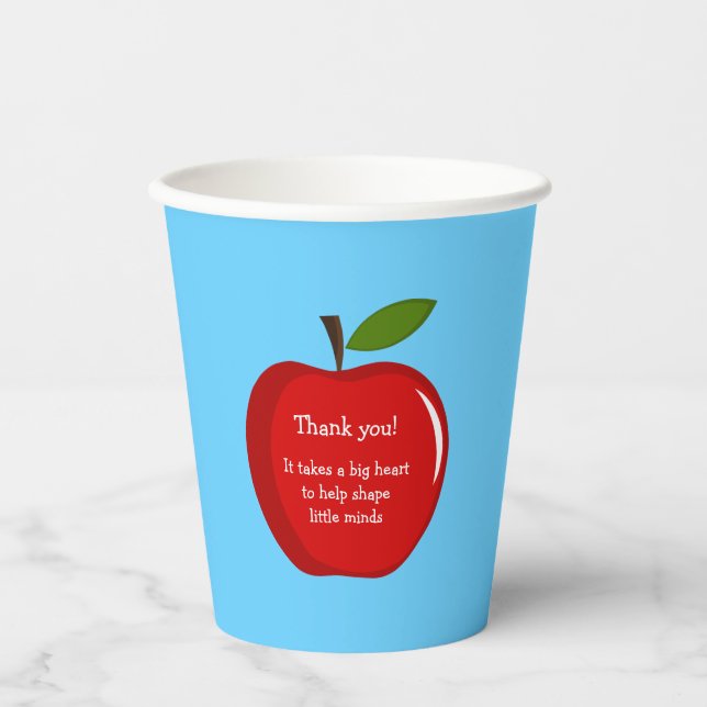 Red Apple Teacher Appreciation Paper Cups (Front)