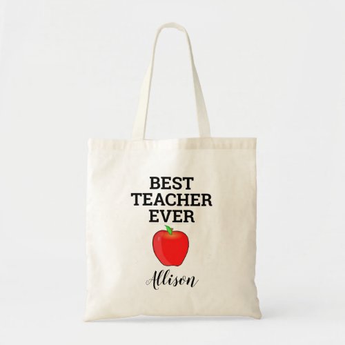 Red Apple Teacher Appreciation Personalized Tote Bag