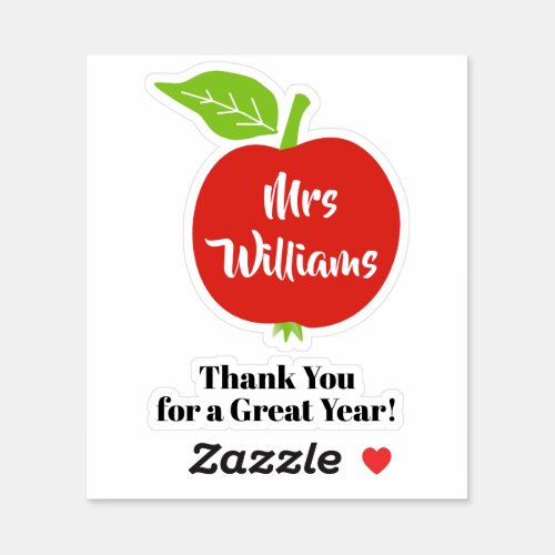 Red apple teacher appreciation Thank You Sticker