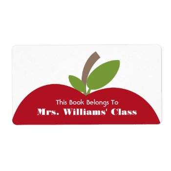 Red Apple Teacher Bookplate For Classroom by thepinkschoolhouse at Zazzle
