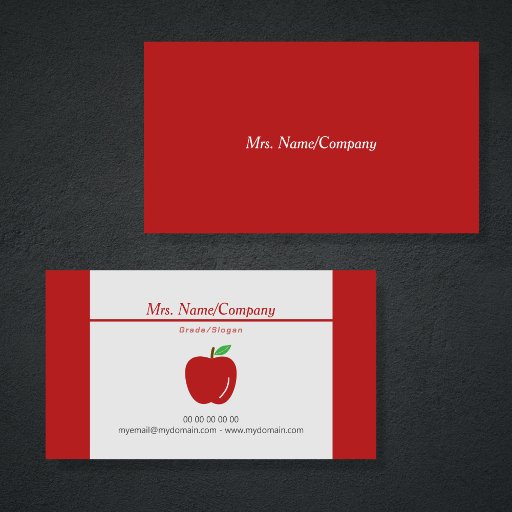 Customizable Red Apple Teacher Business Card