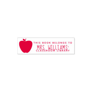 Red Apple Teacher Classroom Library Self-inking Stamp