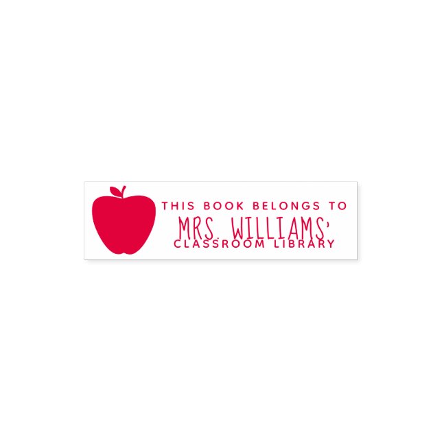 Red Apple Teacher Classroom Library Self-inking Stamp (Design)