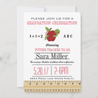 Red Apple Teacher Graduation Invitation | Zazzle