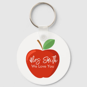 Red Apple Teacher Keyring, Thank You Teacher Gift, Keychain