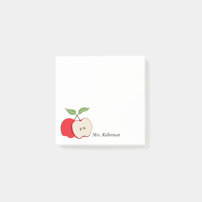 Red Apple Teacher Name 3 x 3 Post-it Notes (Front)