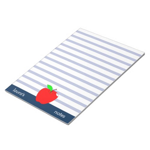 Red Apple Teacher Personalized Blue lines Notepad