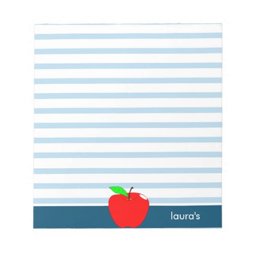 Red Apple Teacher Personalized Blue lines Notepad