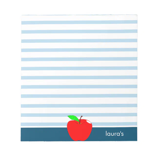Red Apple Teacher Personalized Blue lines Notepad | Zazzle