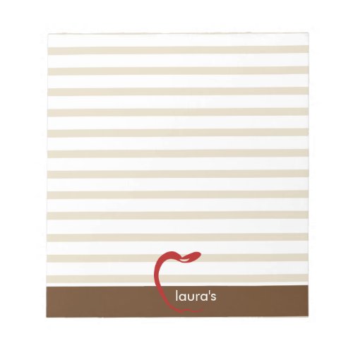 Red Apple Teacher Personalized Brown lines Notepad