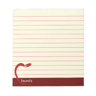 Red Apple Teacher Personalized Classic Lines Ruled Notepad