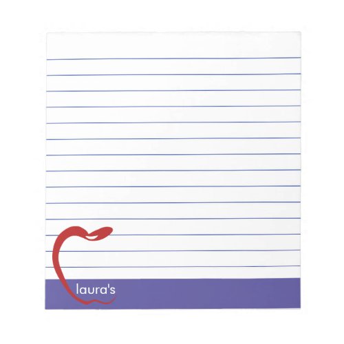 Red Apple Teacher Personalized Classic Lines Ruled Notepad