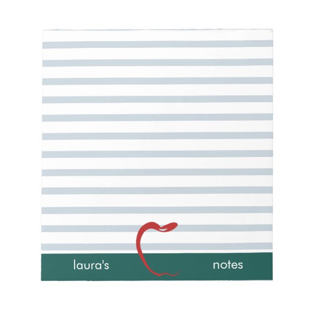 Red Apple Teacher Personalized Green lines Notepad (Front)