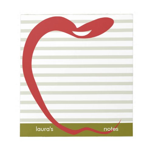 Red Apple Teacher Personalized Green lines Notepad